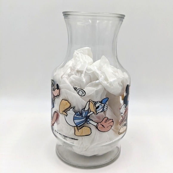 Vintage The Walt Disney Company Glass Vase Mickey Mouse Baseball Sport Flower - Picture 2 of 8